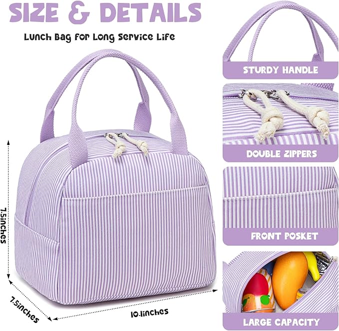 Bluboon Lunch Bag for Women Men Cute Corduroy Lunch Tote Bags Reusable Insulated Lunch Box Large Capacity Reusable Insulated Cooler for Work Picnic or Travel