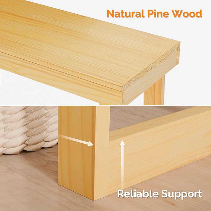 VINGLI 42.9" Entryway Table, Solid Wood Console Table, Narrow Sofa Table Behind Couch, Thin, for Living Room, Entrance, Hallway, Foyer, Bedroom, Office, Natural Wood