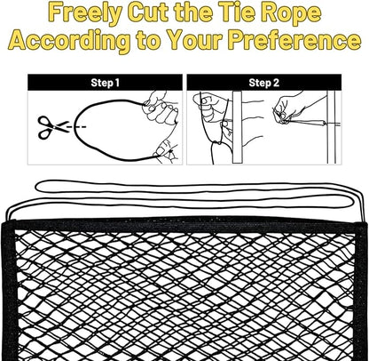 Stuffed Animal Storage Net for Kids, Bedside Toy Organizer Net - Neatly Store Your Stuffed Animals, Elastic Bedside Stuffed Animal Storage Net with Tether, Stretches up to 32 Inches, Black