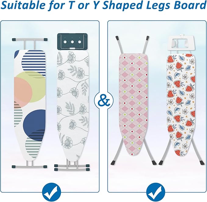 efluky Ironing Board Hanger Wall Mount, Ironing Board Holder Organizer for T-Leg & Y-Leg Ironing Boards, Space Saving Laundry Storage Rack, White