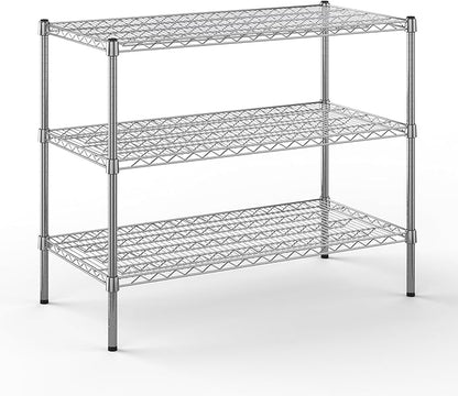 24" Deep x 42" Wide x 34" Height Wire Shelving Kit | 3-Tier | NSF Commercial Storage Rack Unit