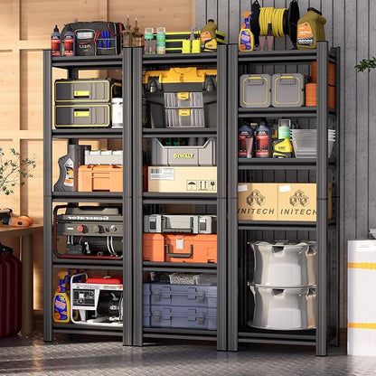 Garage Rack Units, Heavy-Duty Adjustable Storage Racks, Metal Shelves, Industrial Racks, Suitable for Heavy Tools and Equipment, Ideal for Garages and Basements（5-Tier 63" Hx19.7 Wx13.8 D