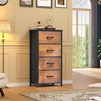 DWVO Dresser with 4 Drawers - Fabric Storage Tower, Organizer Unit for Living Room, Hallway, Closets