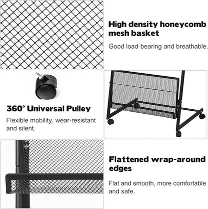 18.9''W Floor-Standing Magazine Display Rack, Rolling Journals, Brochure & Newspaper Stand, Literature Holder for Trade Shows, Exhibitions, & Offices, Black