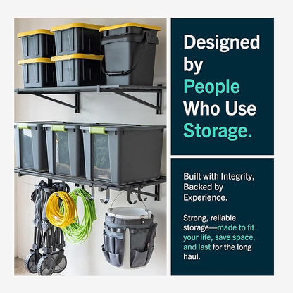 StoreYourBoard Heavy Duty Garage Shelf Wall Mount 1ft x 6ft – Wall-Mounted Shelving for Storage & Organization – Heavy Duty Garage Shelves for Tools, Bins, & Equipment – Holds 500 lbs - Black