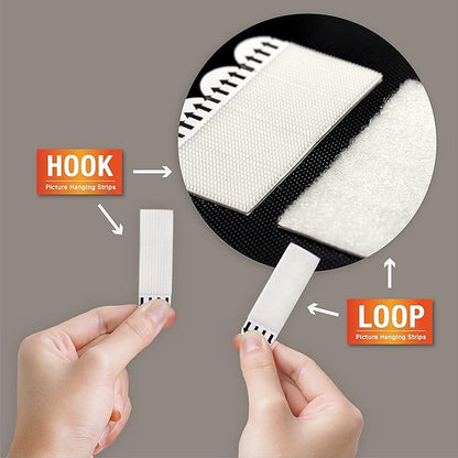 36-Pairs(72 Strips) Small Picture Hanging Strips, Removable Hook and Loop Tape, Waterproof Adhesive Strips for Frame Hanging, Heavy Duty