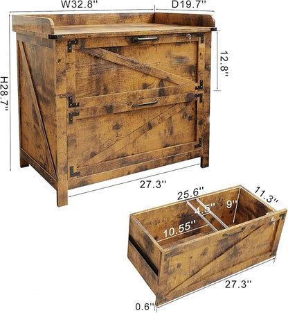2 Drawer File Cabinet with Lock, Modern Farmhouse Filing Cabinet for Legal/Letter/A4 Size Hanging Files, Large Wood File Cabinets for Home Office (Brown)