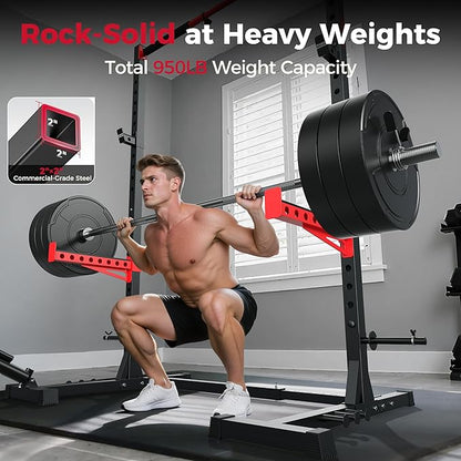 FLYBIRD Squat Rack with Pull-Up Bar, Adjustable Multi-Functional Power Rack, Inner Width Squat Rack Stand Suitable for 6FT,7FT Barbell for Home Gym Equipment…