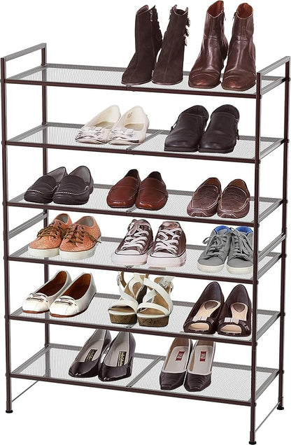 Simple Houseware 3-Tier Stackable Mesh Shoe Rack, Bronze