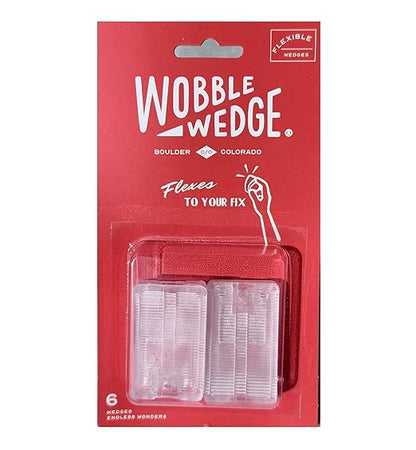 Wobble Wedges Flexible Plastic Shims – Multi-Purpose Leveling Shims for Furniture, Tables, Appliances, Toilets – Made in USA Plastic Wedges for Uneven Surfaces, Adjustable Stabilizers (Clear, 6-Pack)