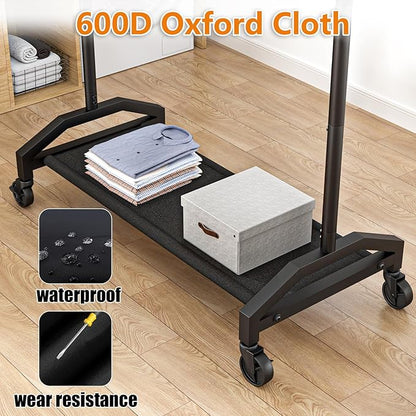 Clothes Rack Clothing Racks for Hanging Clothes Heavy Duty Clothes Rack Hanger Rack 200lbs Capacity Industrial Wheels 1" Pipe,Rolling Garment Rack Portable Clothes Rack Black