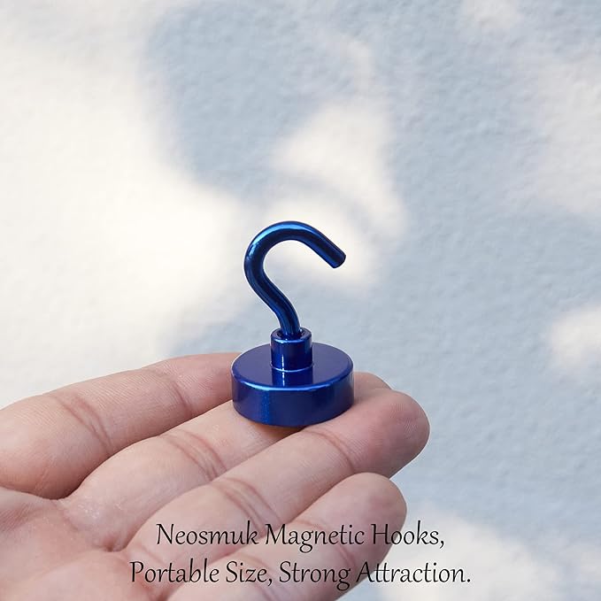 Neosmuk Magnetic Hooks, Heavy Duty 40lb+ Strong Magnet Hook for Cruise Cabins, Cruise Ship Essentials for Hanging, Metal Wall Refrigerator Hangers (Navyblue, 10 Pack)