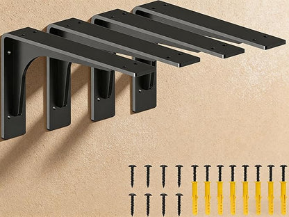8 inch x 4.7 inch Shelf Support Bracket Heavy Duty, L Shelf Brackets ,max Load 300lbs, , Metal Brackets for Shelves, Counter Bracket ,Corner Brace,Pack of 4. (8 "x 4.7 " Supporting Bar)