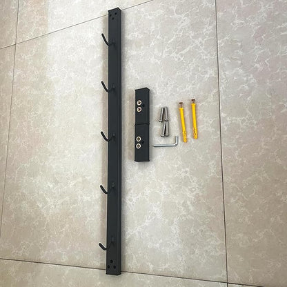 Wall Mounted Lat Pull Down Bar Organizer with Hooks, Home Gym Storage Rack for Lat Pulldown Attachments, Cable Attachments Rack for Gym Accessories