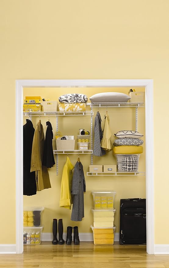 Rubbermaid FastTrack Multi-Purpose Closet Shelving Kit, White, Adjustable, Pantry Storage/Organization for your Clothes/Shoes/Food/Cleaning Supplies