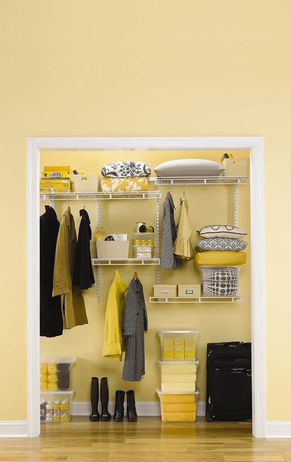 Rubbermaid FastTrack Multi-Purpose Closet Shelving Kit, White, Adjustable, Pantry Storage/Organization for your Clothes/Shoes/Food/Cleaning Supplies