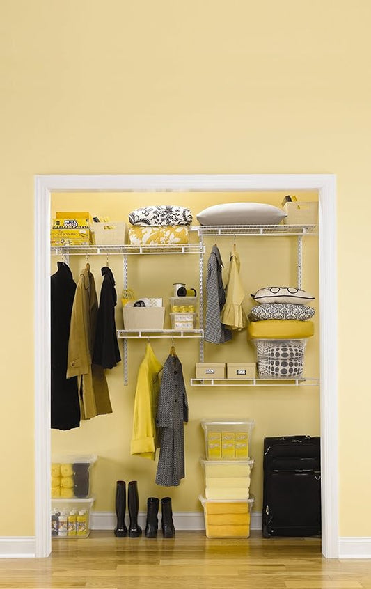 Rubbermaid FastTrack Multi-Purpose Closet Shelving Kit, White, Adjustable, Pantry Storage/Organization for your Clothes/Shoes/Food/Cleaning Supplies