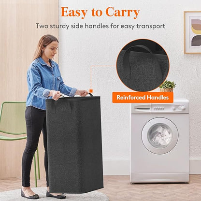 Lifewit 100L Large Tall Laundry Hamper, Collapsible Laundry Basket with Handles, Foldable Clothes Hampers for Laundry, Portable Dirty Clothes Hamper for Dorm College Bedroom Bathroom, Black