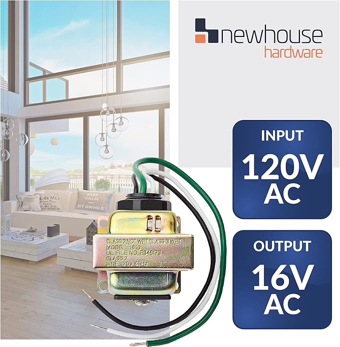Newhouse Hardware 16TR Doorbell Transformer, Wired 16V/10VA, Assorted