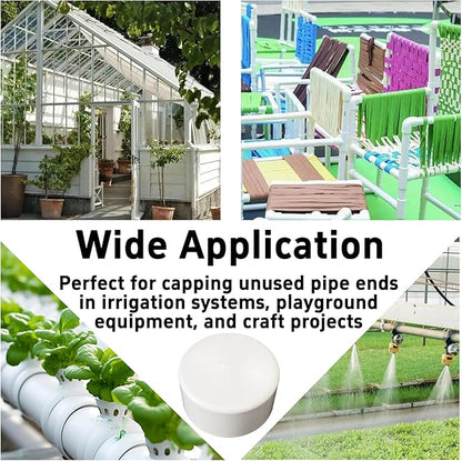 4 Inch PVC End Caps(Not SCH40), White Furniture Grade Socket Plugs Adapter, PVC Pipe Fitting Covers for Greenhouse Frames & Shelving Systems(110mm Inner Diameter)