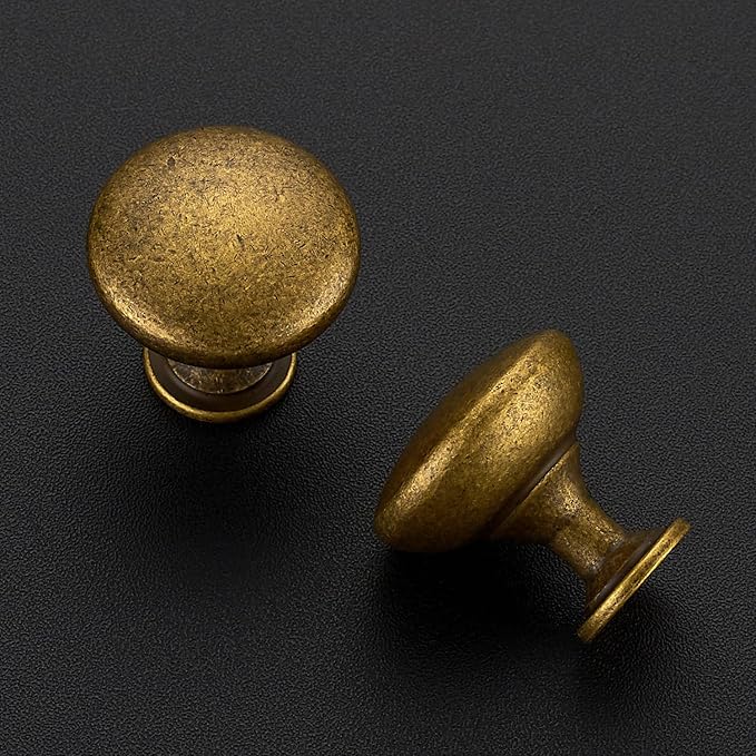 Ravinte 5 Pack Antique Brass Round Zinc Cabinet Knobs for Kitchen Bathroom Closet Dresser Cabinets