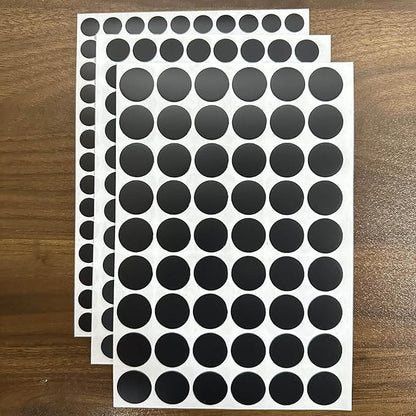 3 Sheets 290 Pcs Screw Hole Cover Stickers, 12 mm/15 mm/21 mm Black Screw Covers Self-Adhesive Caps Wood Stickers for Furniture (Black)