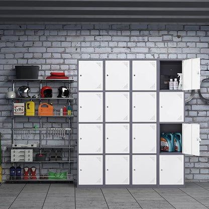 Letaya Metal Lockers for Employees,71" Steel Storage Cabinet with 4 Door Lockable for Office Staff,Home Sundries,Gym,School (Gray&White)