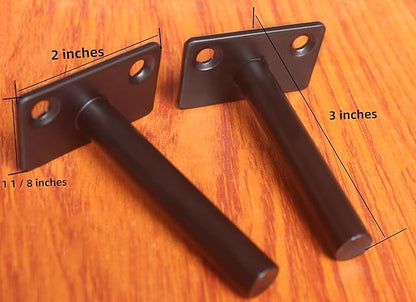 8 Pcs 3" Black Solid Steel Floating Shelf Bracket Blind Shelf Supports - Hidden Brackets for Floating Wood Shelves - Concealed Blind Shelf Support – Screws and Wall Plugs Included
