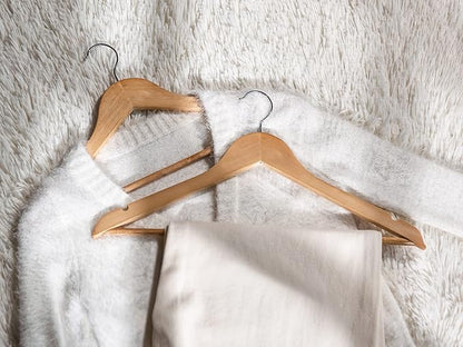 StorageWorks Wooden Hangers 30 Pack, Wood Coat Hangers for Closet, Heavy Duty Clothes Hangers for Suits, Shirts, Pants, Jackets, Natural Wood Color