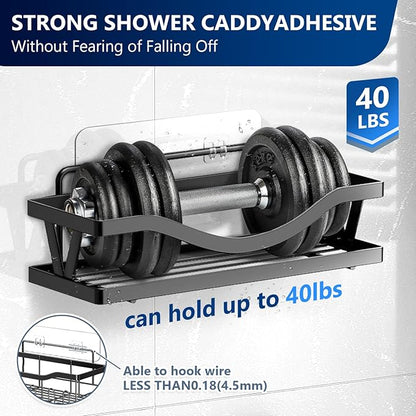 9 Pack Shower Caddy Adhesive Replacement Stickers,Strong Hooks for Caddy, Clear Waterproof Adhesive Strips, No Drilling for Kitchen Racks and Bathroom Storage Shelves (Clear 2 Hooks)