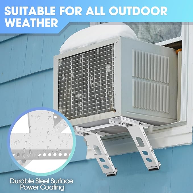 Air Conditioner Support Bracket, Adjustable Window AC Bracket, No Drilling, Heavy Steel Air Conditioner Stand Fit Most Single and Double-Hung Windows, Hold Up to 220lbs