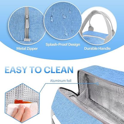 Lunch Bag for Women & Men Adult Insulated Lunch Box, Small Leakproof Cooler Food Lunch Containers Reusable High Capacity Lunch Tote Bags for Work, Travel, Outdoor (Blue)