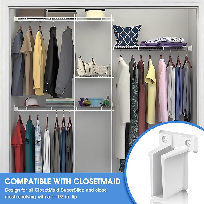 Dreyoo 36 Pack Wire Shelf End Bracket, White Plastic Closet Shelves Brackets, Wall Mount Brackets for Shelves Closet, Screws Included