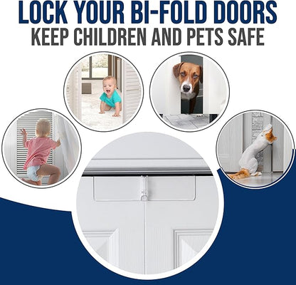 (2- Pack) - Safety Innovations Bi-fold Door Lock - Closet Protection Child and Pet Proof Bi-fold Door Lock - Tool-Free Installation - Unbreakable Clear Polycarbonate - for 1 3/8" Thick Wood Doors