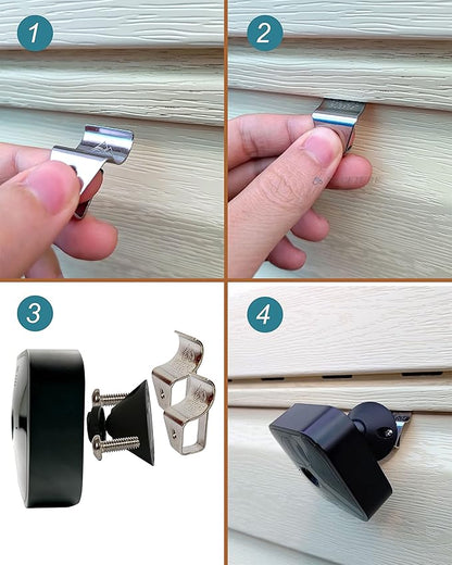 NACETURE Vinyl Siding Hooks - Vinyl Siding Clips for Hanging Outdoor Decorations for Patio for Mount Home Security Camera Porch Décor (Sliver 6 Pack)