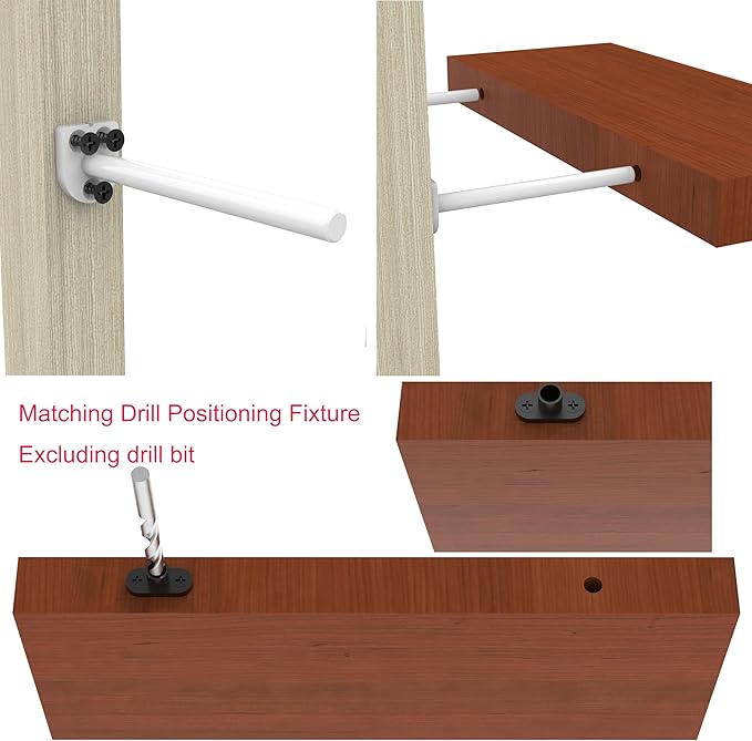 Floating Shelf Bracket（1/4 Inch Thick 6 Pack, 4 Inch White） Solid Steel Support, Hidden Heavy Duty Shelf Bracket, Invisible &Blind Design for Wood Shelves，Suitable for Kitchen, Study or DIY
