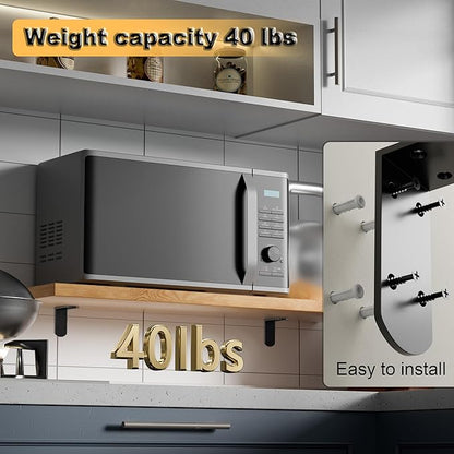Alise 4Pcs Shelf Brackets Black, Stainless Steel Floating Shelf Brackets Corner Brackets, L Brackets for Shelves, 90 Degree Angle Bracket, Heavy Duty Shelf Brackets for Wood Furniture (3.35X3.35 in)