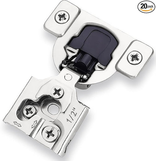 Decobasics 20 Pack Soft Close Cabinet Hinges – 1/2" Overlay for Kitchen Cabinet Doors, Slow Self-Closing Concealed Hidden Hinges for Face Frame –Stainless Steel, 3-Way Adjustable & Quiet Close Damper