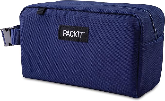 PackIt® Freezable Snack Box, True Blue, Built with ECOFREEZE® Technology, Collapsible, Reusable, Zip Closure with Buckle Handle, Designed For Work Snacks, Fresh Snacks On the Go, Adults, and All Ages