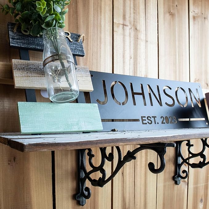 2 Pack Decorative Shelf Brackets,11 Inch Cast Iron Shelf Supply,Antique Black Corbel,Screws Anchor Included