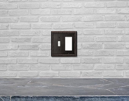 Henne Bery Sunken Pearls Heavy Duty Decorative Wall Plate Switch Plate Outlet Cover (Toggle/Decorator, Aged Bronze)