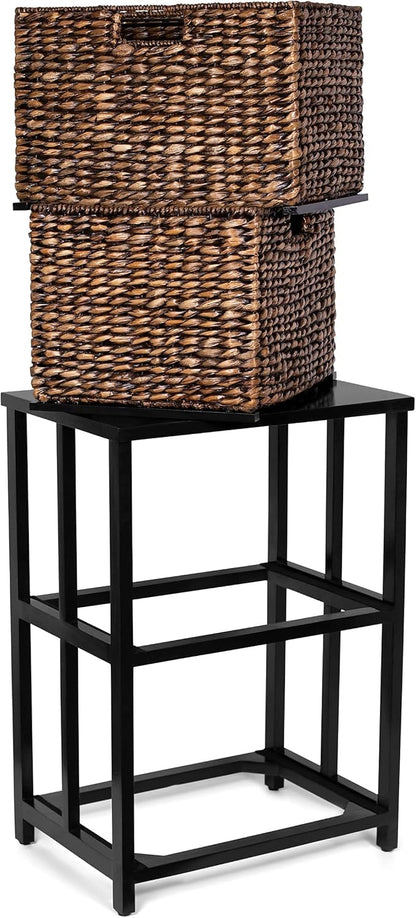 BIRDROCK HOME 2 Tiered File Cubby w/Wood Top - File Cabinet, Home Office Storage, Nightstand, Decorative Wooden Organizer | Desk, Modern Table, Shelves, Side Table, Craft Furniture - Brown Wash