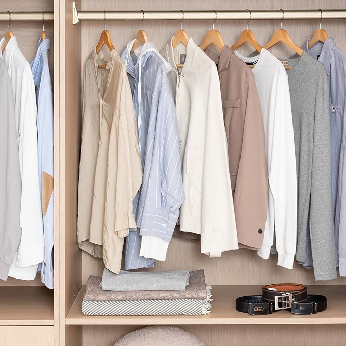 StorageWorks Clothes Hangers, Wooden Hangers 30 Pack for Closet, Wood Hangers for Coats, Shirts, Jackets, Pants, Suits, Natural Wood Color