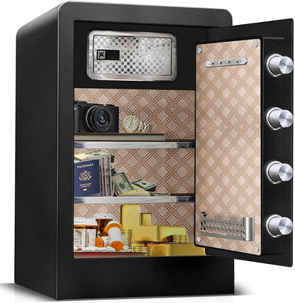 8.4 CuFt Heavy Duty Home Safe Box with Secure Digital Keypad, Key Lock, LCD Screen, Removable Shelf, and Sensor Light for Secure Storage of Documents, Valuables, and Business Use