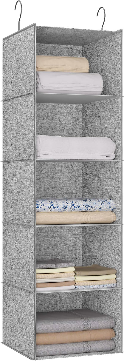 5-Shelf Hanging Storage Closet Organizer, Linen Rv Storage and Organization for Wardrobe, Inside, Camper Accessories, Nursery, Baby Room