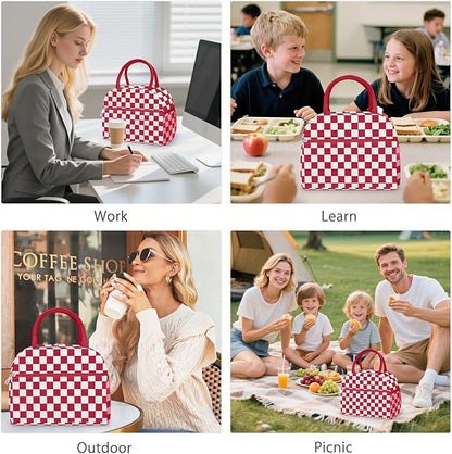 DALINDA Corduroy Lunch Bag Lunch Box for Women Men,Cute Insulated LunchBags,Water-Resistant Cooler Lunch Tote Bag, Reusable LunchBox Large Capacity for Work Travel Picnic