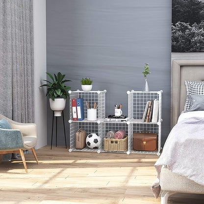 C&AHOME Wire Cube Storage, 6 - Cube Organizer Metal C Grids, Modular Shelves Units, Storage Bins Shelving, Closet Organizer, Ideal for Home, Office, Living Room, 36.6”L x 12.4”W x 36.6”H White