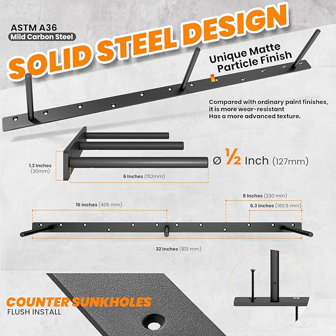 BATODA 32" Heavy Duty Floating Shelf Bracket (2 pcs) – Solid Steel Blind Shelf Supports - Hidden Brackets for Floating Wood Shelves Kitchen, Living Room - Shelving Mounting Hardware Included (Pack 2)