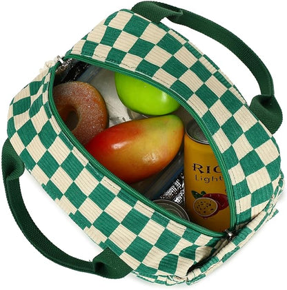 Bluboon Lunch Box for Women men Insulated Cute Corduroy Lunch bag, Reusable Cooler Bag for Work, Picnic, Travel