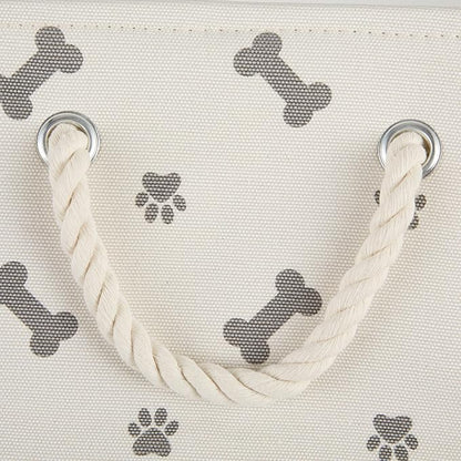 Bone Dry Pet Storage Collection Paw and Bone Print, Small Rectangle, 14x8x9, Gray